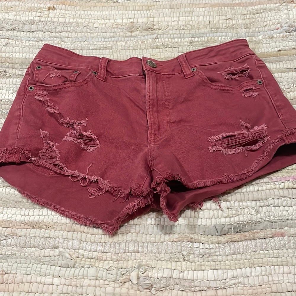 Pink jean shorts low waisted